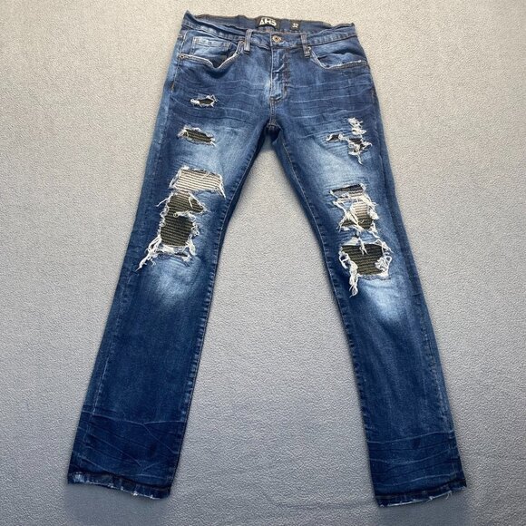 AHP Another Hype Piece Jean Men 32 Bleach/Acid Wash Distressed Hip Hop,Stretch